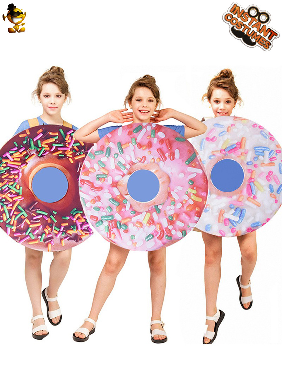De Halloween de Los Niños los hombres y las mujeres divertido juego rol donut Impresión digital traje COSPLAY ropa rendimiento