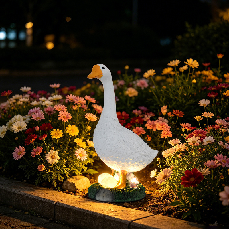 Cross-Border Mini Realistic Resin Porch Goose Crafts Ornaments Outdoor Garden Decoration Landscape Lights Villa Lawn Lights
