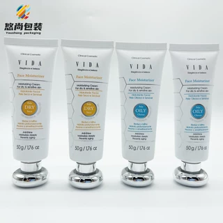 定制50ml60ml化妆品白色软管PE塑料空包材 可丝印烫印电镀蘑菇盖