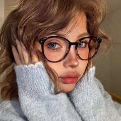 玳瑁圆框猫眼眼镜近视女度数可配防蓝光复古美式眼睛框架圆脸超轻