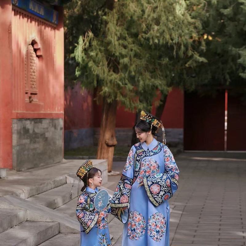 清汉宫廷风亲子装清朝贵族皇后中国风古装母女装北京故宫旅拍服装|undefined