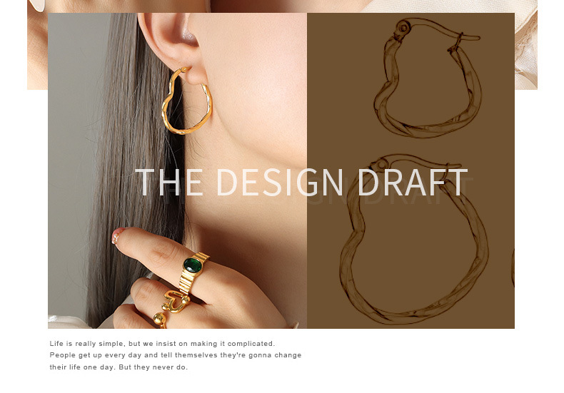 Fashion Heart Shape Titanium Steel Earrings Plating Stainless Steel Earrings 1 Pair