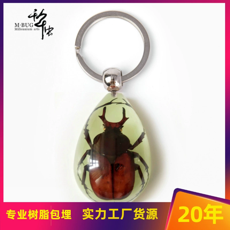 П Millennium Bug Highly Transparent Resin Glue Luminous Scorpion Scarab Hu Feng Real Insect Specimen Gift Keychain