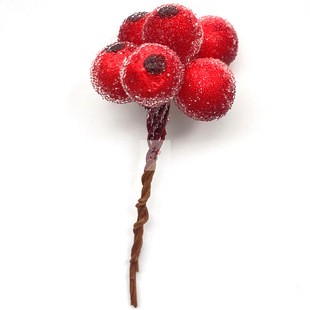 Christmas Artificial Red Fruit Branches 6 Heads Frostberry Home Decoration Fortune Fruit Gift Box Matchinging Material Decoration