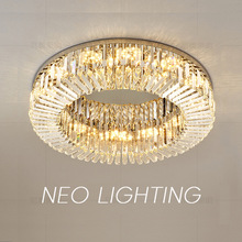 爆款特价法式轻奢水晶灯现代不锈钢高端大气书房卧室吸顶灯全光谱