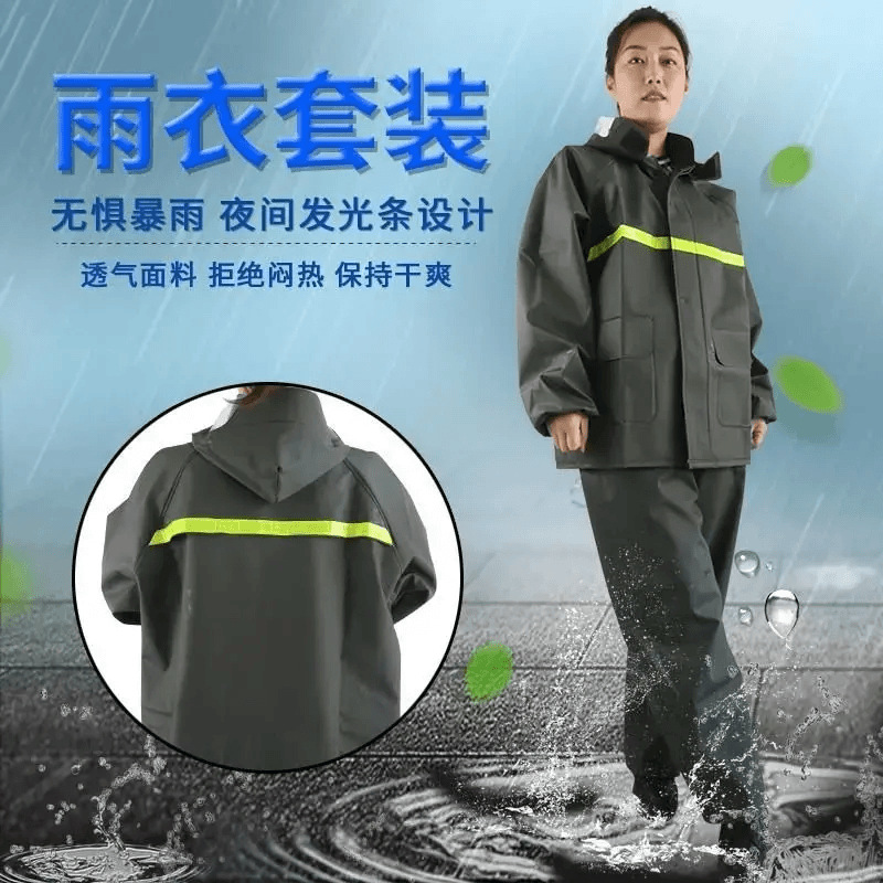Tejido de punto dividido chaqueta de lluvia conjunto de pesca para llevar jinete reflectante todo el cuerpo a prueba de tormentas chaqueta de lluvia para adultos conjunto de pantalones de lluvia