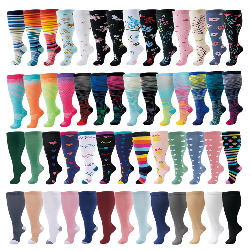 Amazon Cross-border Plus Fertilizer Plus Pressure Socks Nylon Nurses Socks Men's and Women's Running Fitness Compression Socks European and American in stock