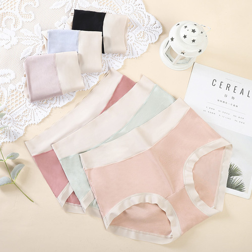 Underwear women's pure cotton modal high elastic mid-waist tummy-tightening buttocks breathable large version girls' briefs wholesale