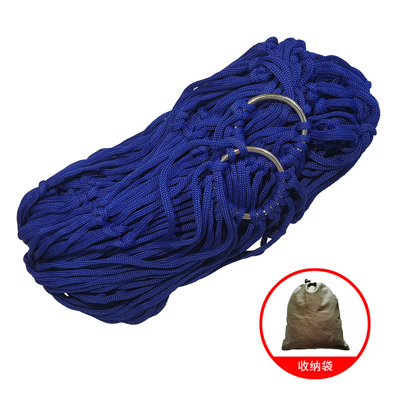 户外室内吊床尼龙绳网状双人带木棒棉线单人帆布加粗棉绳网兜吊床|undefined