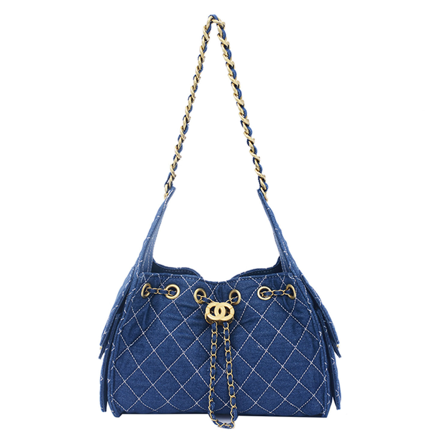 2026 bolso de mochila de moda vaquero nuevo bolso de viaje de gran capacidad cadena de cubo popular de hombro único diamante super fuego
