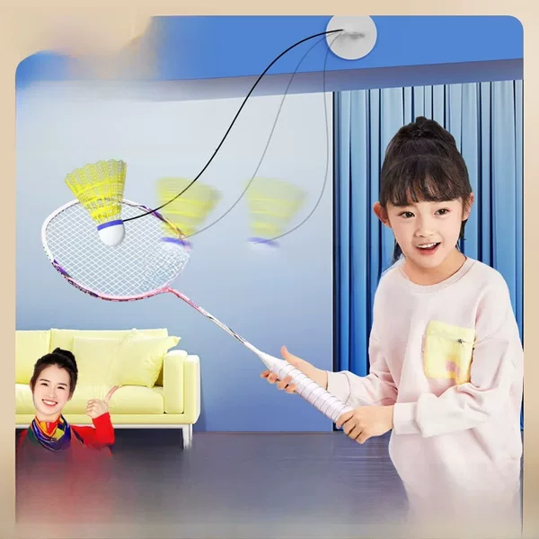 Self-Playing Stringed Suction Cup Practice Device, Single-Player Badminton Trainer, One-Person Elastic Rebound Luminous Badminton Racket