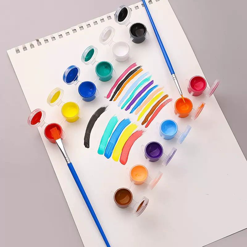 厂家供应儿童丙烯颜料6连体 定制美术颜色 DYI涂色石膏娃娃颜料条