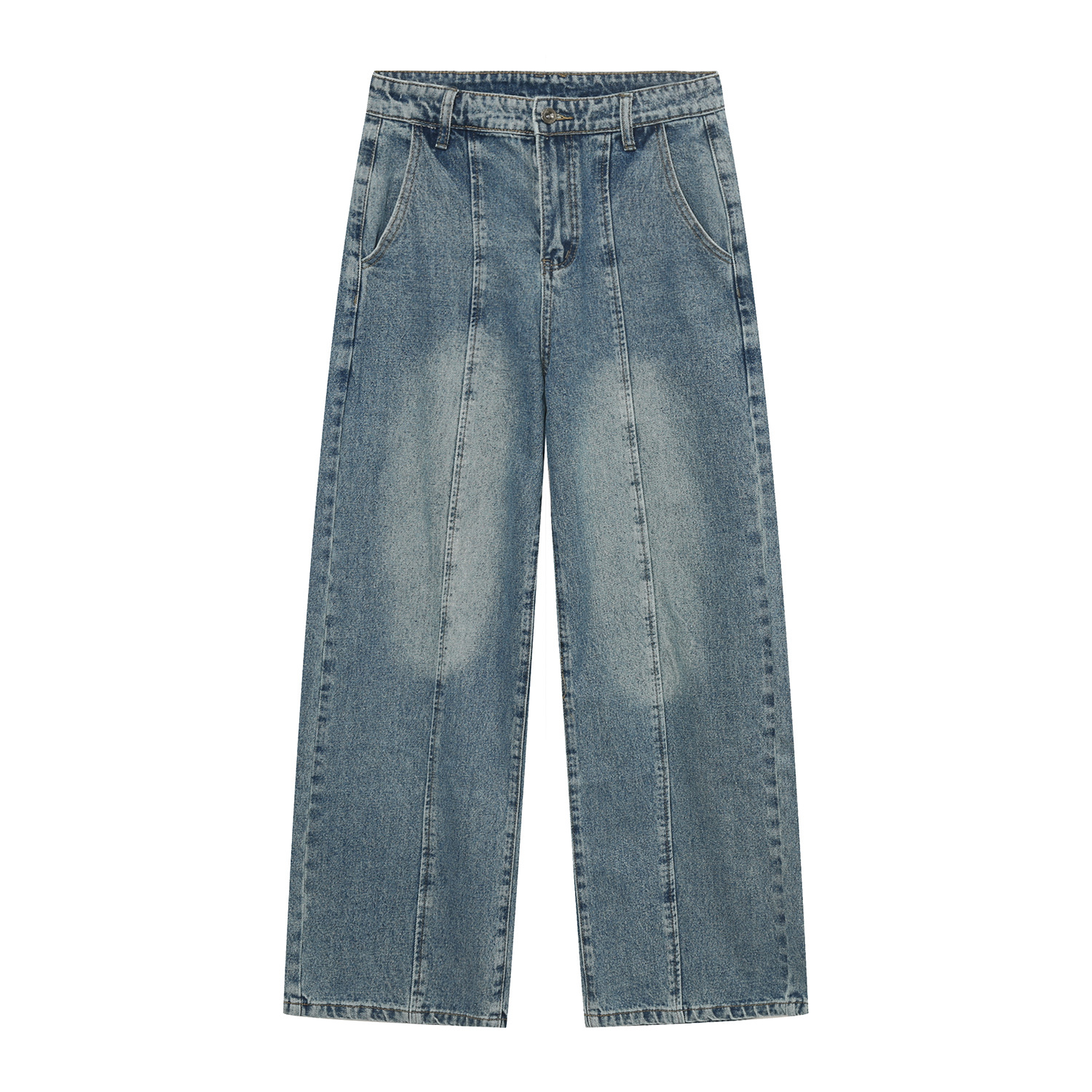 Mtlclothes ropa de Hombre | 2023 nuevo hombro pad sin cuello Denim chaqueta costura pantalones ins traje