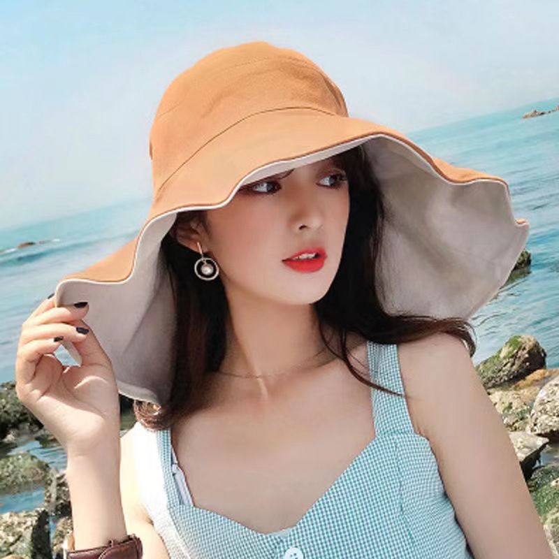 Unisex Simple Style Solid Color Wide Eaves Sun Hat display picture 2