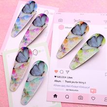 韩版新款细闪蝴蝶花卉亚克力水滴形发卡头饰发夹碎发刘海夹侧边夹