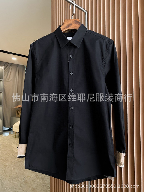 正确版英伦B家胸前TB刺绣纯色简约衬衫高级绅士休闲商务百搭衬衣|undefined
