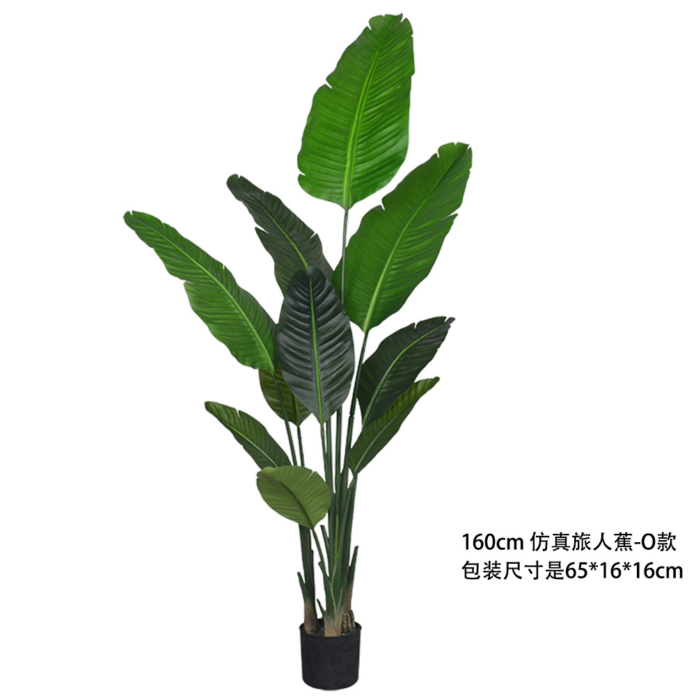 Plantas verdes artificiales transfronterizas, palmera bananera grande de viajero, plantas en maceta con un toque de alta gama, plantas artificiales simuladas, plantas verdes artificiales al por mayor.
