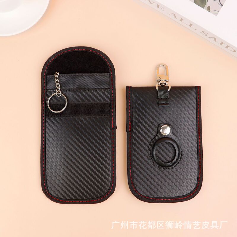 Amazon's New Rfid Signal Blocking Bag Car Key Case Pu Carbon Fiber Back with Buckle Anti-Scan