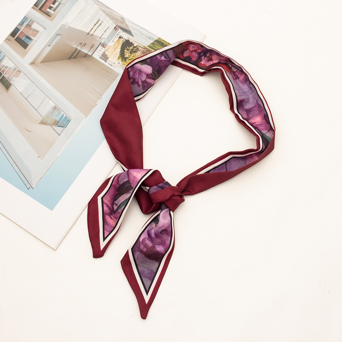 【그림자의 미스터리●로즈 레드】실크 스카프 1개