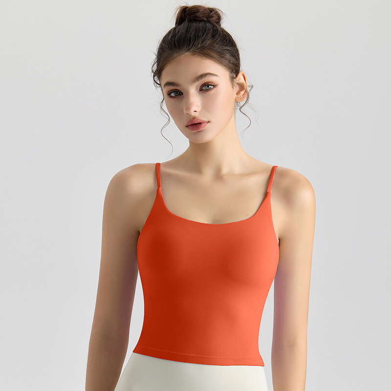 Chaleco de yoga Weiman Fitness Sling para mujer, con almohadilla integrada para el pecho, a prueba de golpes y antibacteriana, tirantes finos, espalda en forma de U, hermoso sujetador deportivo.