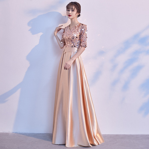 Women's 2026 New Show Costume Solo Dress with Long Length and Glitter, Modern Host Quality Chorus Dress