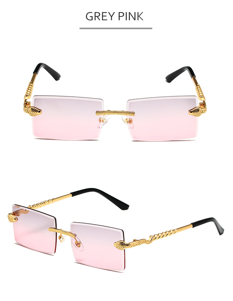 60g Weight Frameless Glasses Structure Sunglasses Classification PC, UV400 Protection Lens Material Square Glasses Style Casual, Daily Occasion Solid Color Pattern Unisex Gender Retro, Simple Style Style Gold, Black Color Retro Simple Style Solid Color PC UV400 Protection Square Frameless Women's Sunglasses 9
