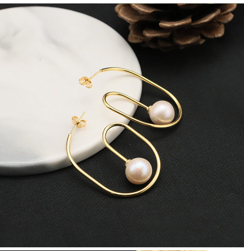 1 Pair Streetwear Irregular Freshwater Pearl Copper Ear Studs display picture 2