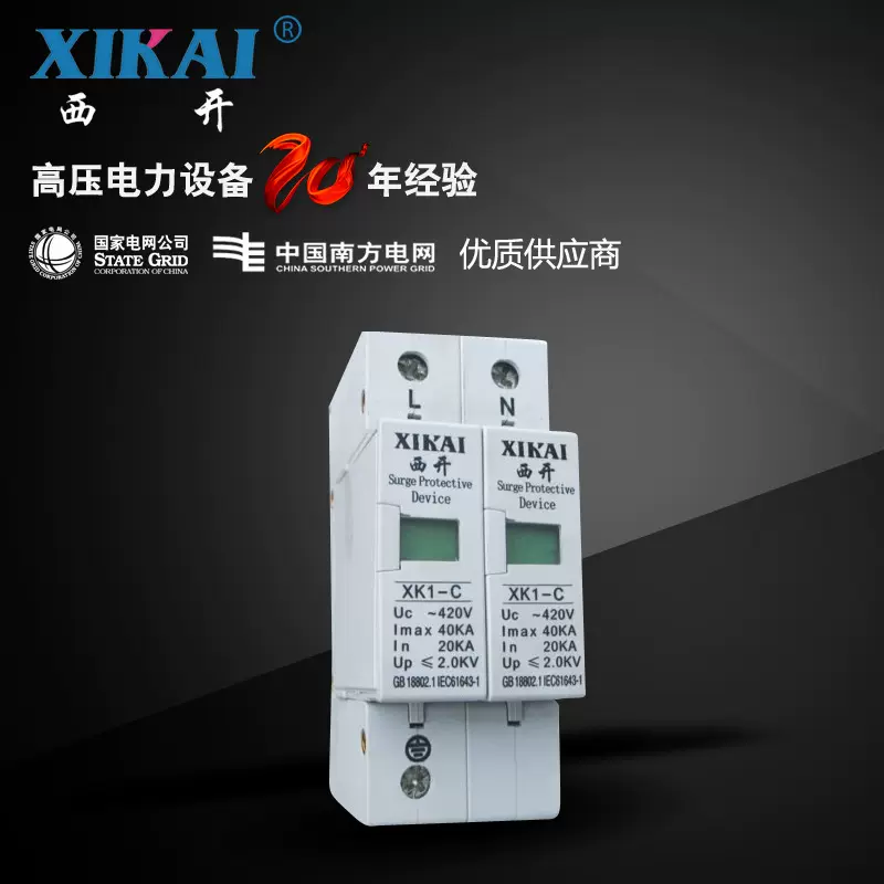 厂家直销供应电涌保护器防雷开关避雷型C 2P 20-40KA浪涌保护器