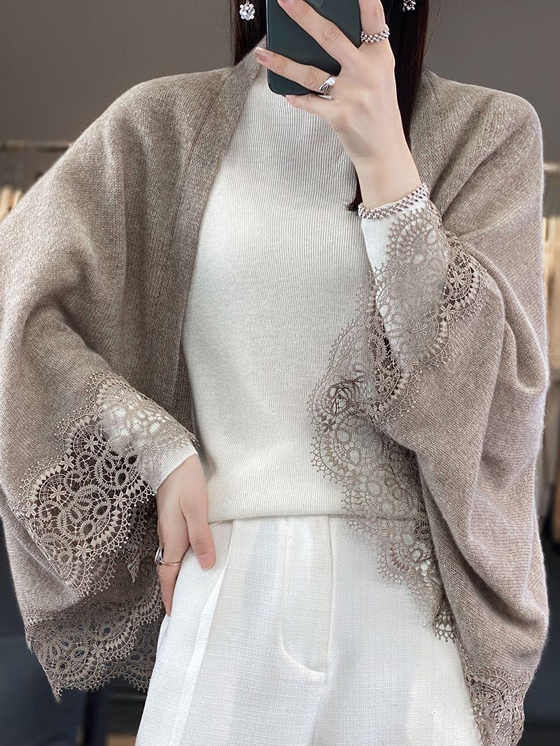 Demi-season lace woolen sweater