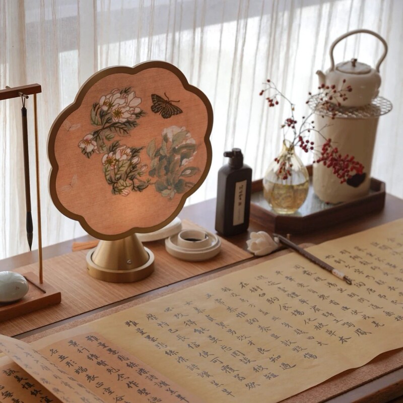 宋氏美学屏風刺繍小型テーブルランプ装飾ワイヤレス充電ランプ新中式禅意寝室ベッドサイドランプ|undefined
