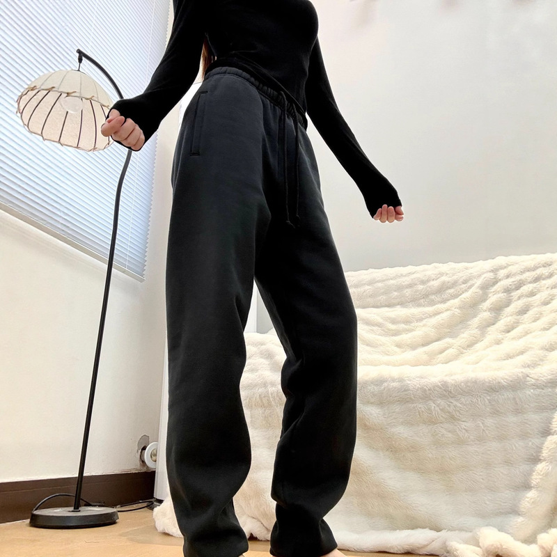 Skims Same Style Cotton Fleece Winter New Women's Velvet Drawstring Leggings Sweatpants European and American Casual