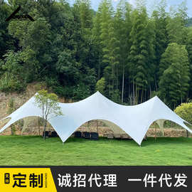 户外露营帐篷万重山天幕防雨遮阳营地超大天幕PU涂层三峰帐篷批发