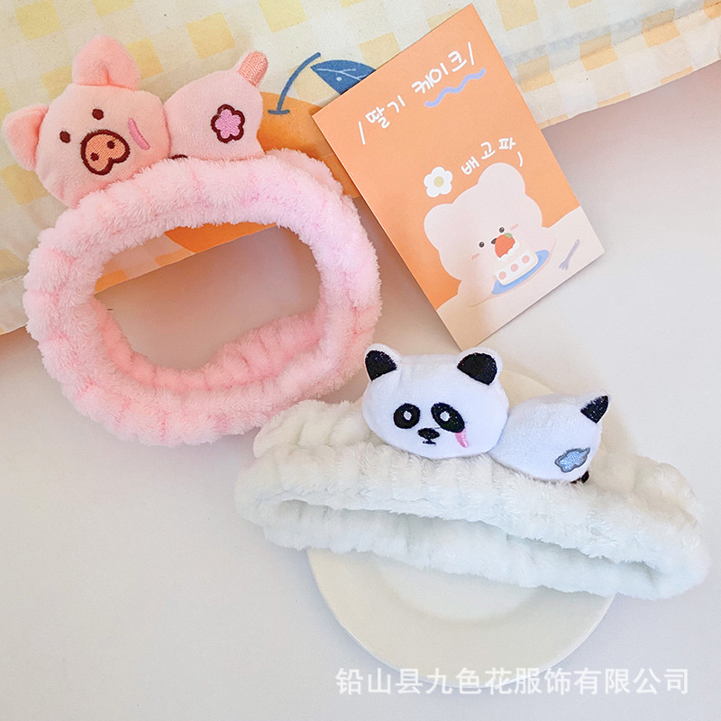 Lindo de la historieta acostado animal tridimensional muñeca banda de pelo maquillaje belleza diadema de terciopelo de coral diadema de suministro directo de fábrica