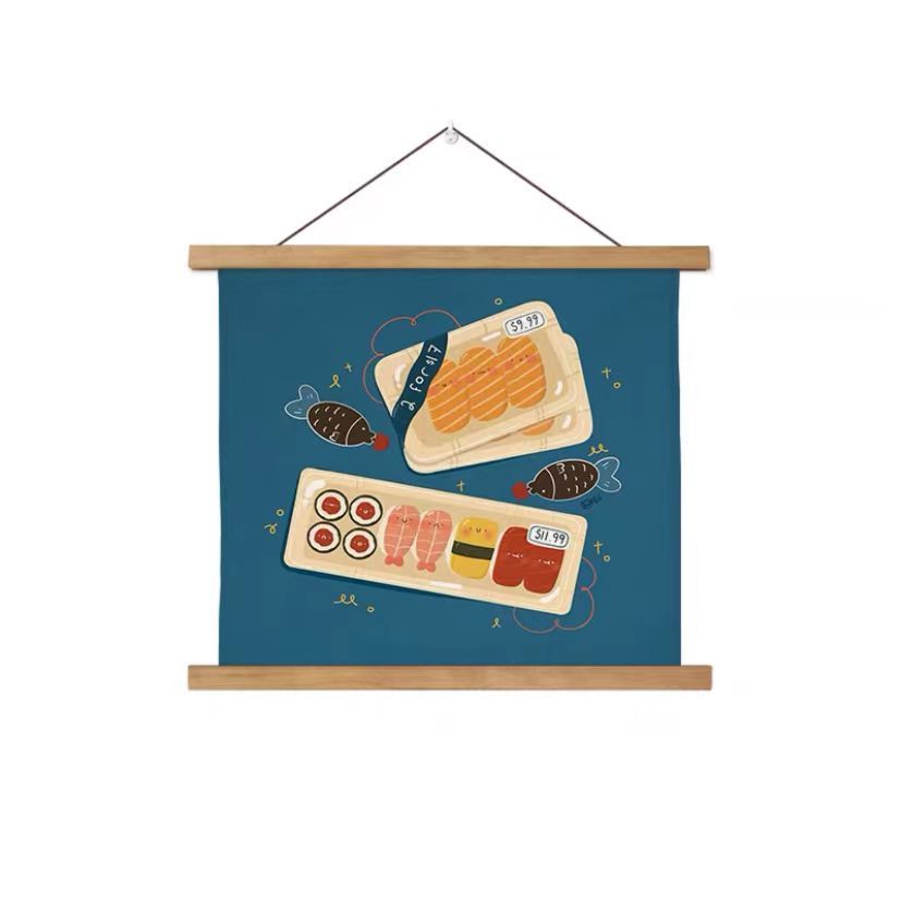 Sushi à la main (fond bleu) / Largeur 30 * hauteur 30 (envoyer des crochets) trompette