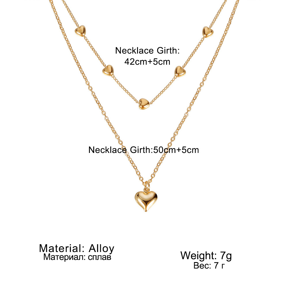 Fashion Heart Shape Alloy Plating Women's Layered Necklaces display picture 2