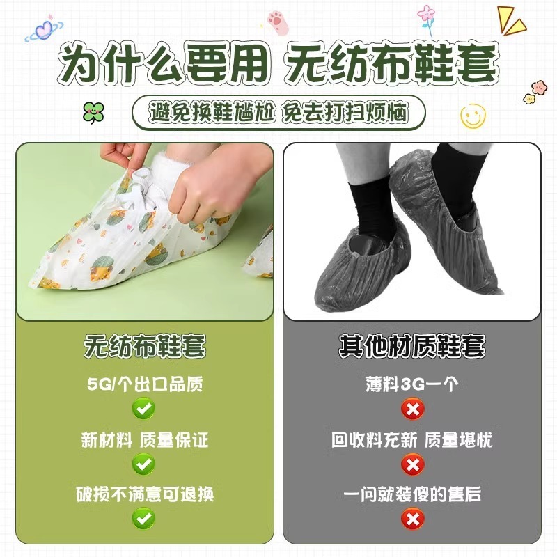 加厚一次性鞋套无纺布家用室内透气防尘耐磨防滑机房学生待客脚套|undefined