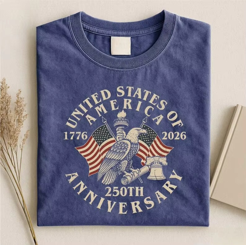 Usa 250Th Anniversary Vintage Shirt American Fashion Unisex T-Shirt Independence Day Cotton T-Shirt July 4Th Patriotic