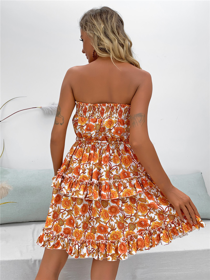 Sexy Wrapped Chest Printed Dress NSYI29584