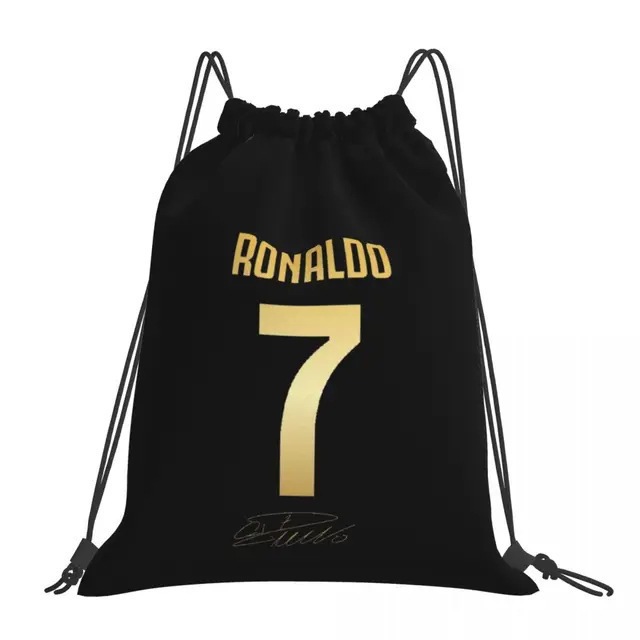 새로운 CR7 인쇄 번들 포켓 C LUO 학생 대용량 축구 가방 드로스트링 가방 폴리에스테르 내마모성 저장 가방 도매