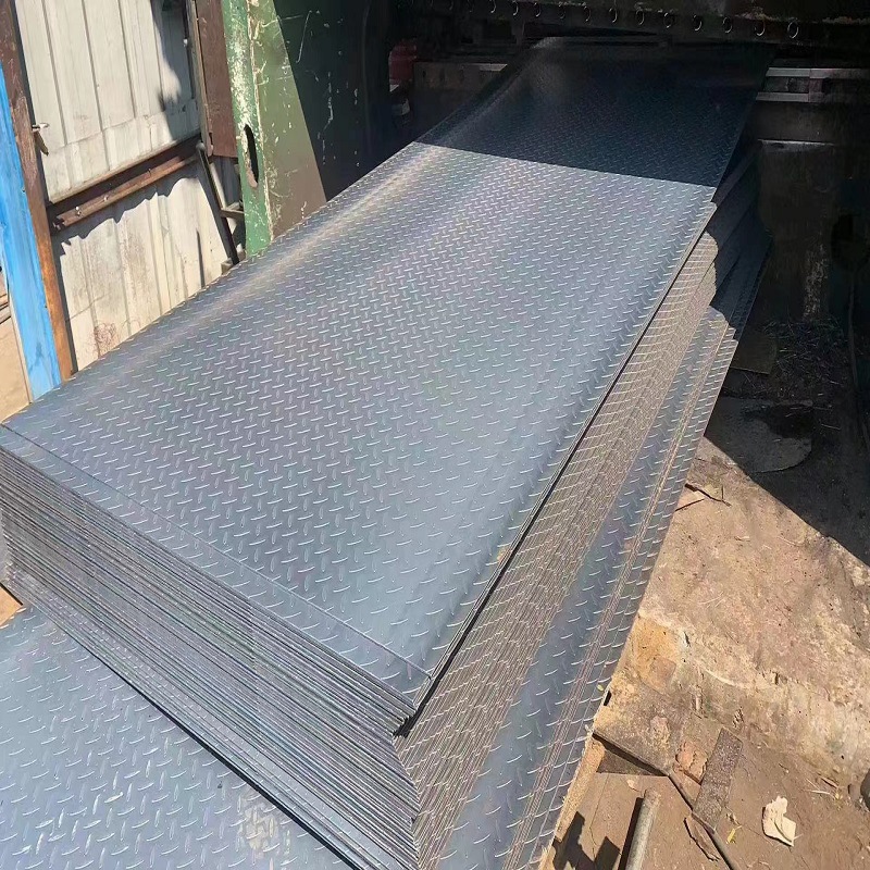 热镀锌花纹板 压花扁豆花纹不锈钢板 楼梯踏步防滑板现货