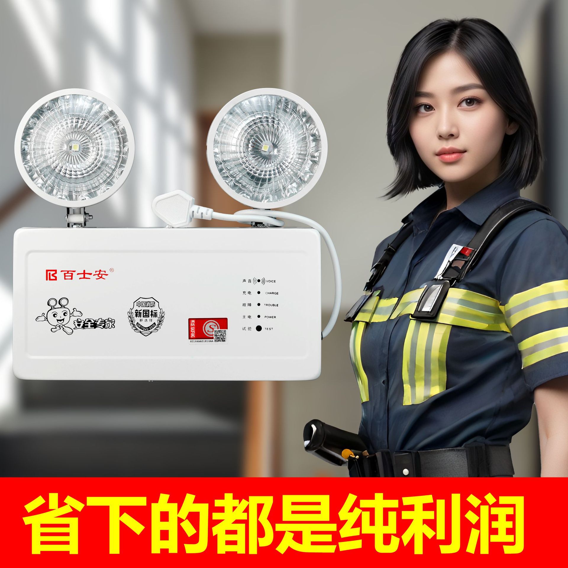 敏华牌桂安牌新国标LED消防应急灯照明灯具铁头双头应急灯