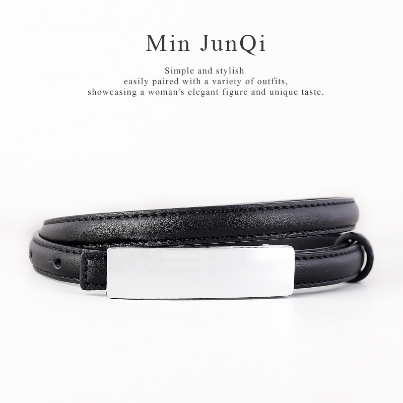 腰帶女2024新款時尚長方扣真皮收腰裝飾配連衣裙牛仔褲帶批發