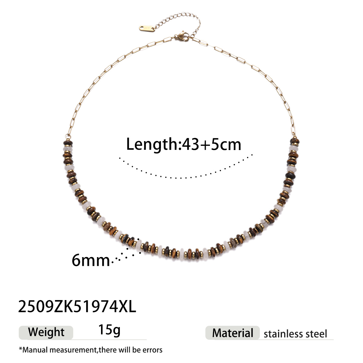 Collar de piedra natural de Tai Na Europa y los Estados Unidos lujo ligero nicho versátil conjunto de joyas de piedra natural de ojo de tigre acero titanio no se desvanece