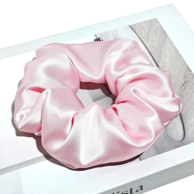 Saç üçün rezinlər Silk Scrunchie - 30mm-6cm-hair-tie-girly-pink