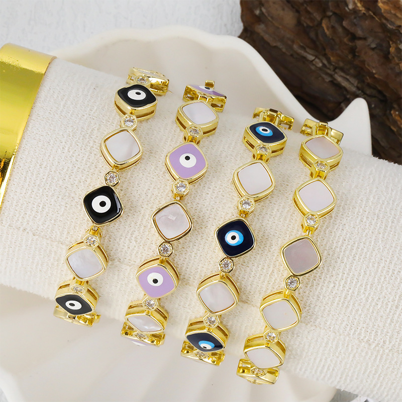 Cross-border Fashion Turkey Devil's Eye Buckle Bracelet Simple Oil Dropping Eyes Copper Plated Bracelet Wholesale Cross-border Fashion Turkey Devil's Eye Buckle Bracelet Simple Oil Dropping Eyes Copper Plated Bracelet Wholesale
