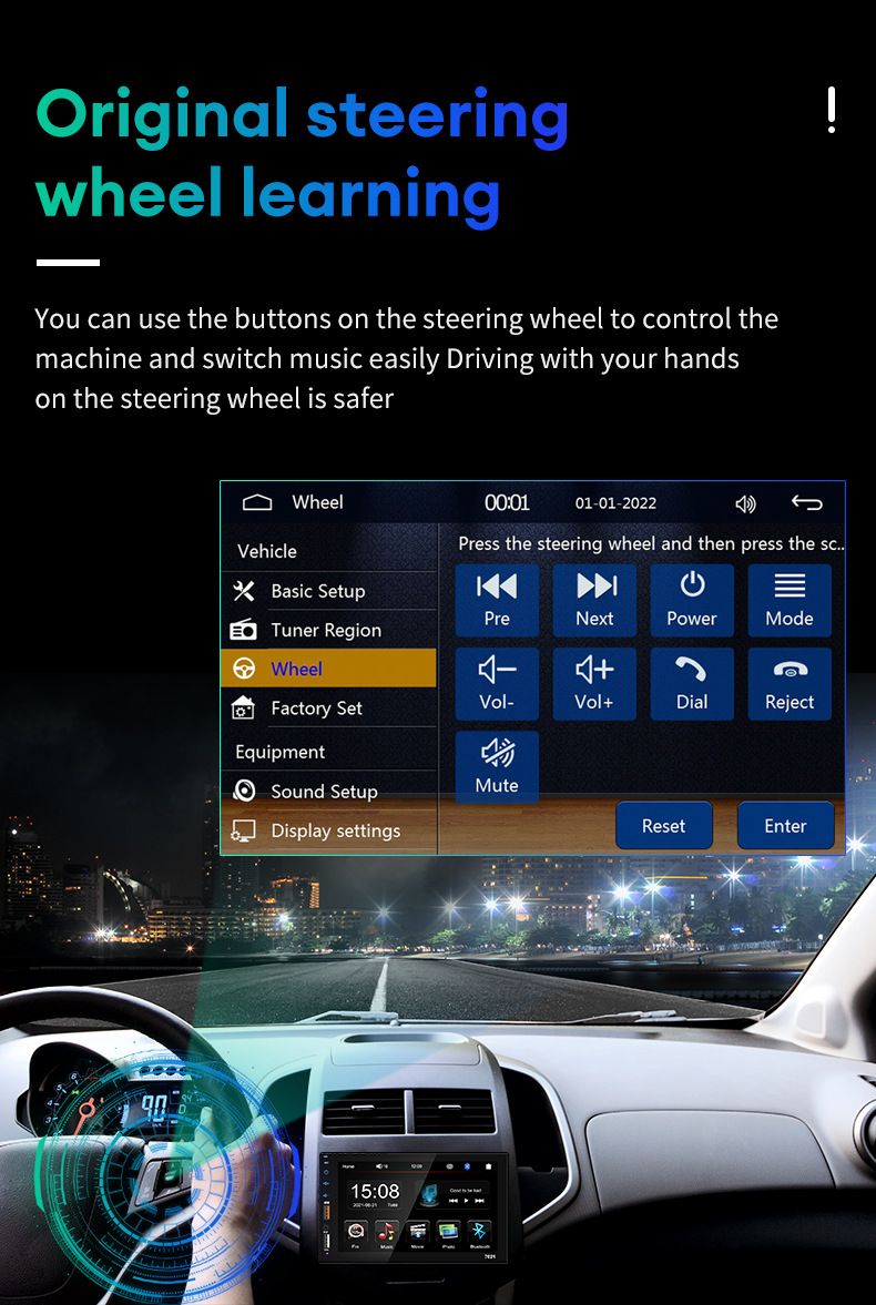 7101 Car Mp5 Bluetooth Player with High-Definition Touch Screen, Reversing Image, Fm Radio, Dual USB Ports