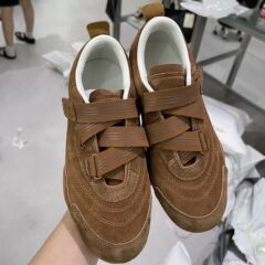 牛皮版~小众复古魔术贴芭蕾德训鞋女2025新款轻便软底运动休闲鞋