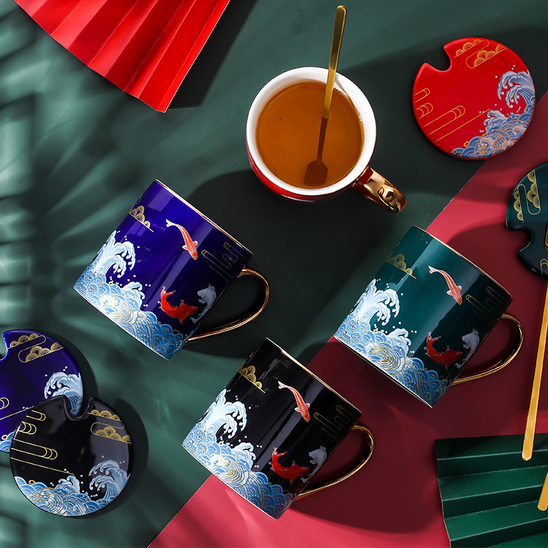 Taza de cerámica de agua de color, taza de oficina, taza de té, regalo de cumpleaños.