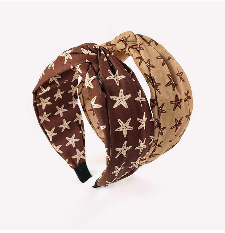 Starfish Printed Wide-brimmed Knot Retro Headband Wholesale Jewelry Nihaojewelry display picture 3