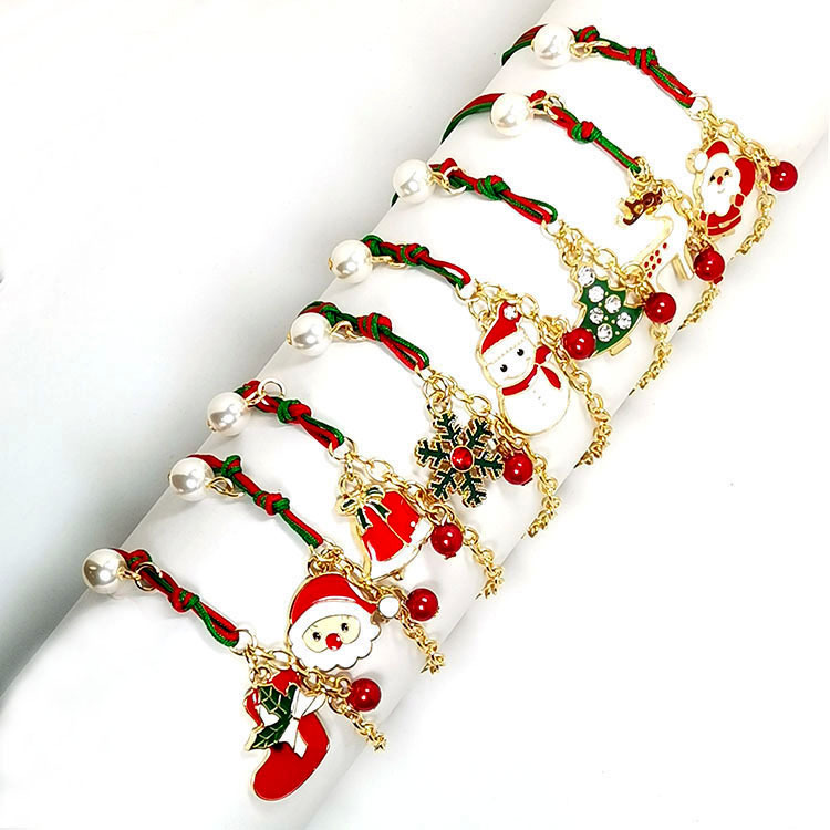 Mode Weihnachts Baum Weihnachtsmann-legierung Inlay Strass Steine Damen Armbänder 1 Stück display picture 5